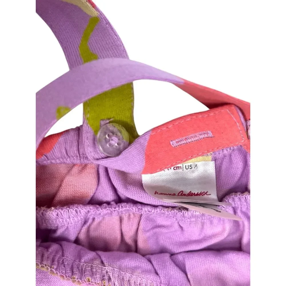Hanna Andersson NWT Sleeveless Crossback Ruffle Dress Pink Citrus Print Size 3